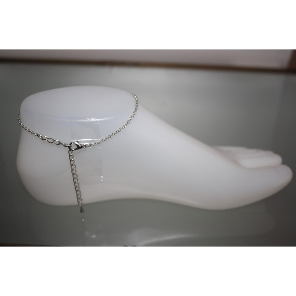 Silver and Turquoise Feather Ankle Bracelet Zinc Alloy Anklet Fashion Jewelry - Picture 4 of 4